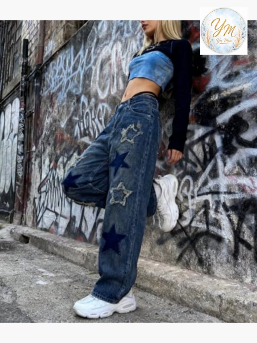 Y2K Baggy Ripped Jeans – Wide Leg Distressed Denim High Waist Streetwear - Picture 6 of 7